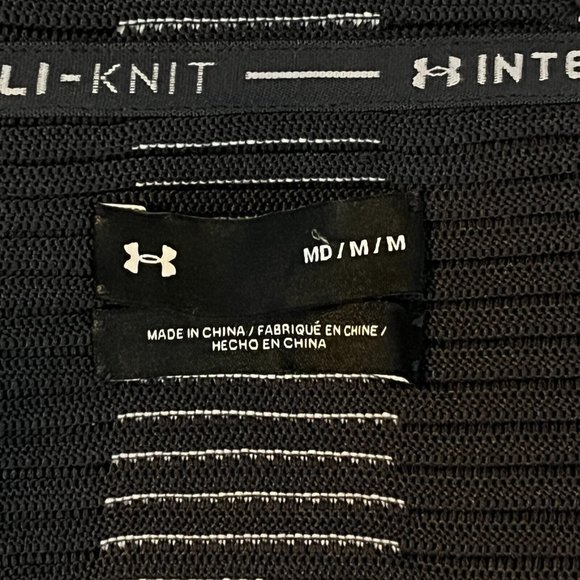 Under Armour Womens IntelliKnit Balaclava Hoodie Performance Top M Gray Black Wh - Picture 7 of 12